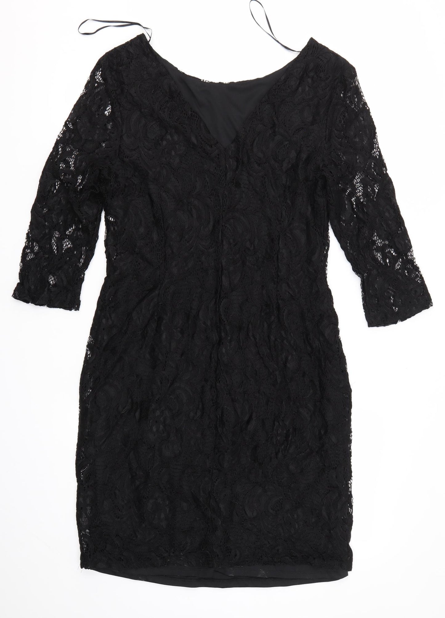 Peacocks Womens Black  Lace Pencil Dress  Size 16