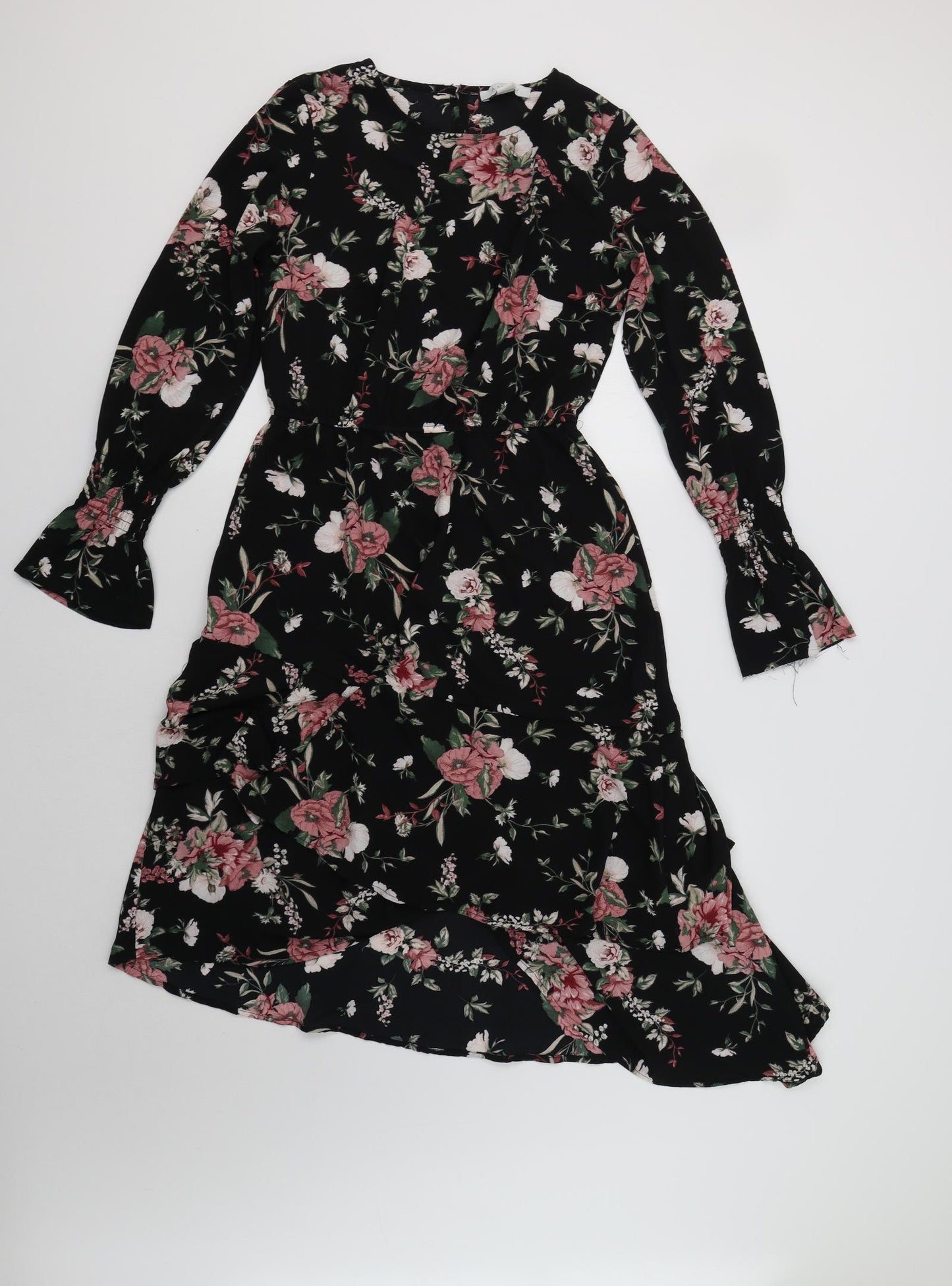 Amisu Womens Black Floral  A-Line  Size 8