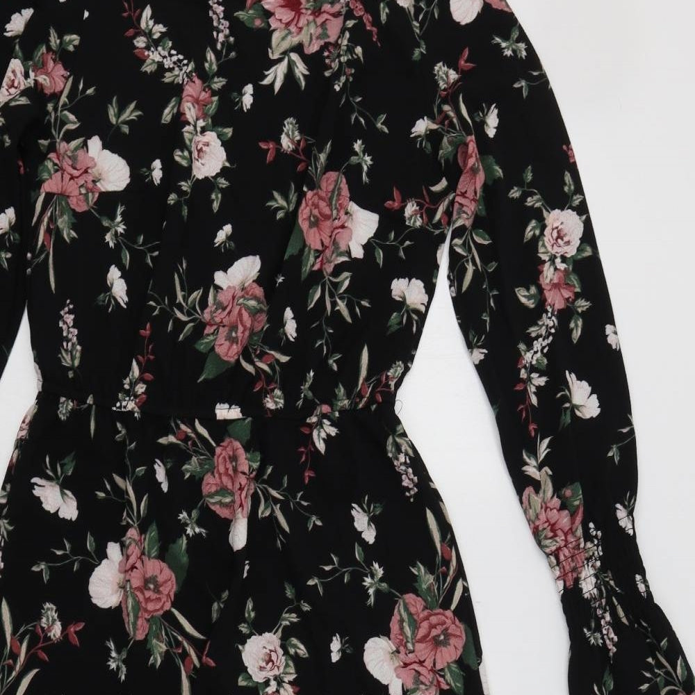 Amisu Womens Black Floral  A-Line  Size 8