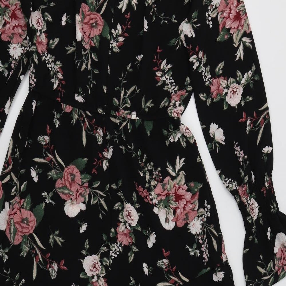 Amisu Womens Black Floral  A-Line  Size 8