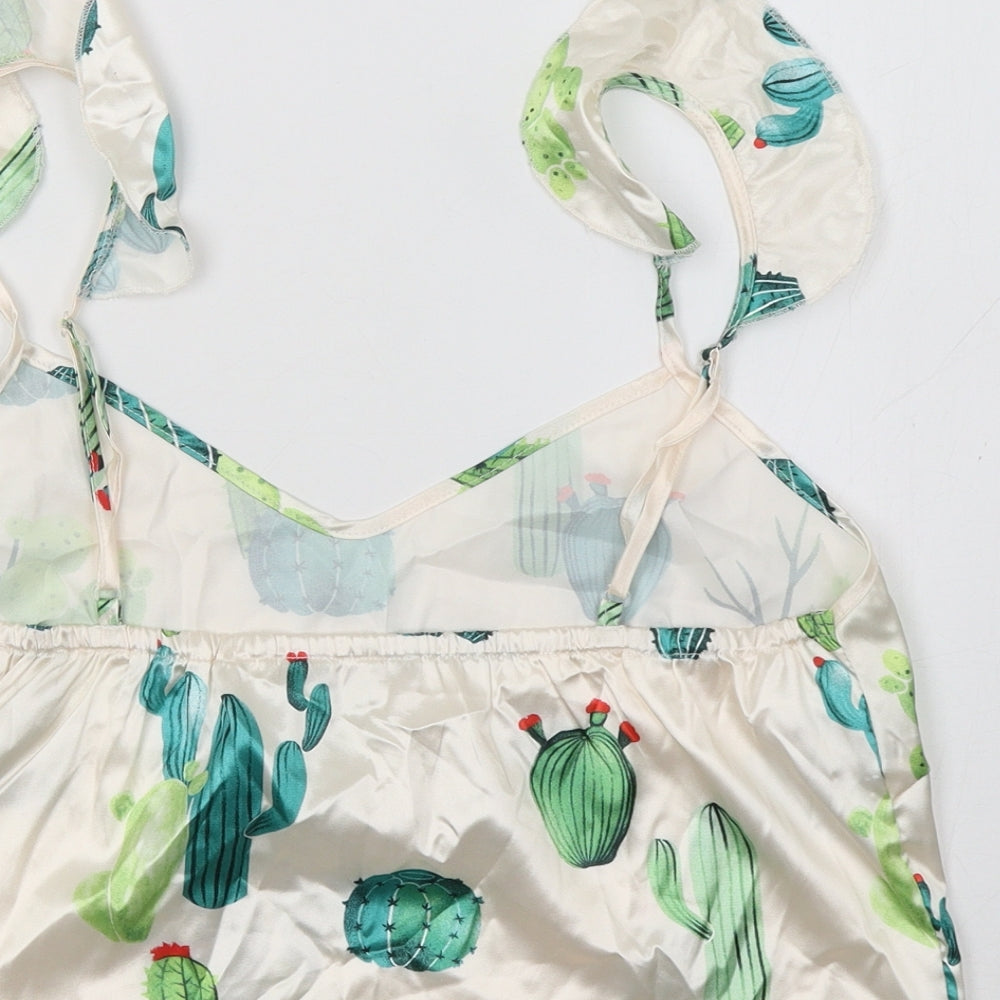 Nasty Gal Womens White Floral Satin Cropped Tank Size 10  - Cactus