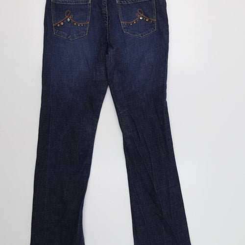 NEXT Womens Blue   Straight Jeans Size 14 L31 in - Embellished Pockets
