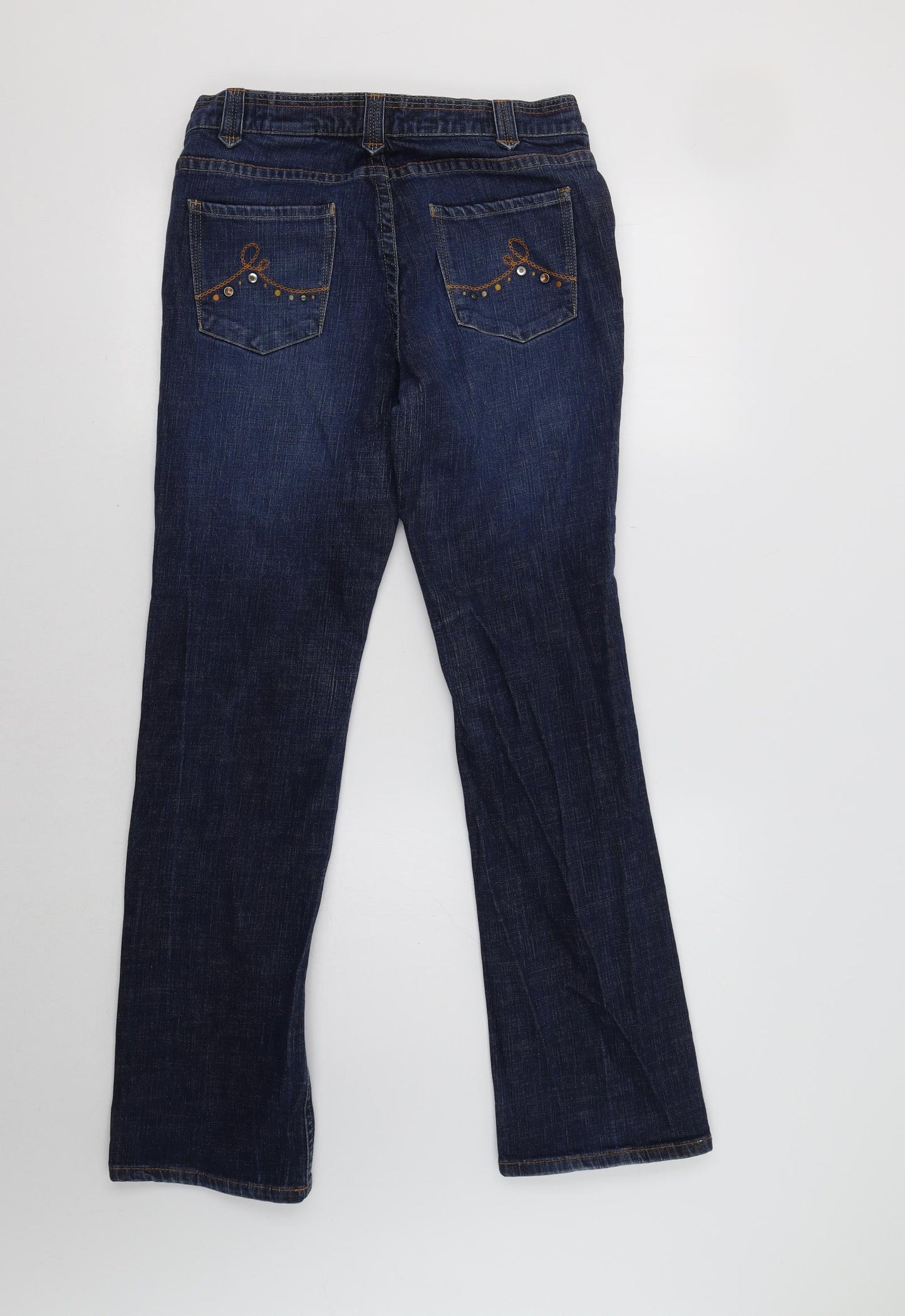 NEXT Womens Blue   Straight Jeans Size 14 L31 in - Embellished Pockets