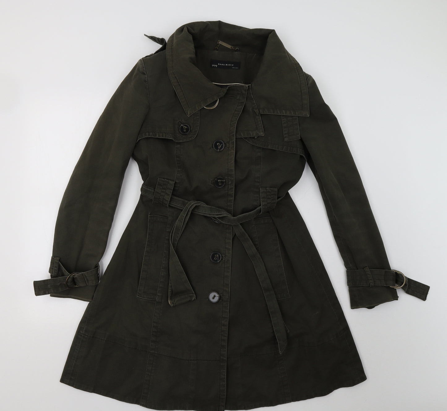 Zara Womens Green   Trench Coat Coat Size L