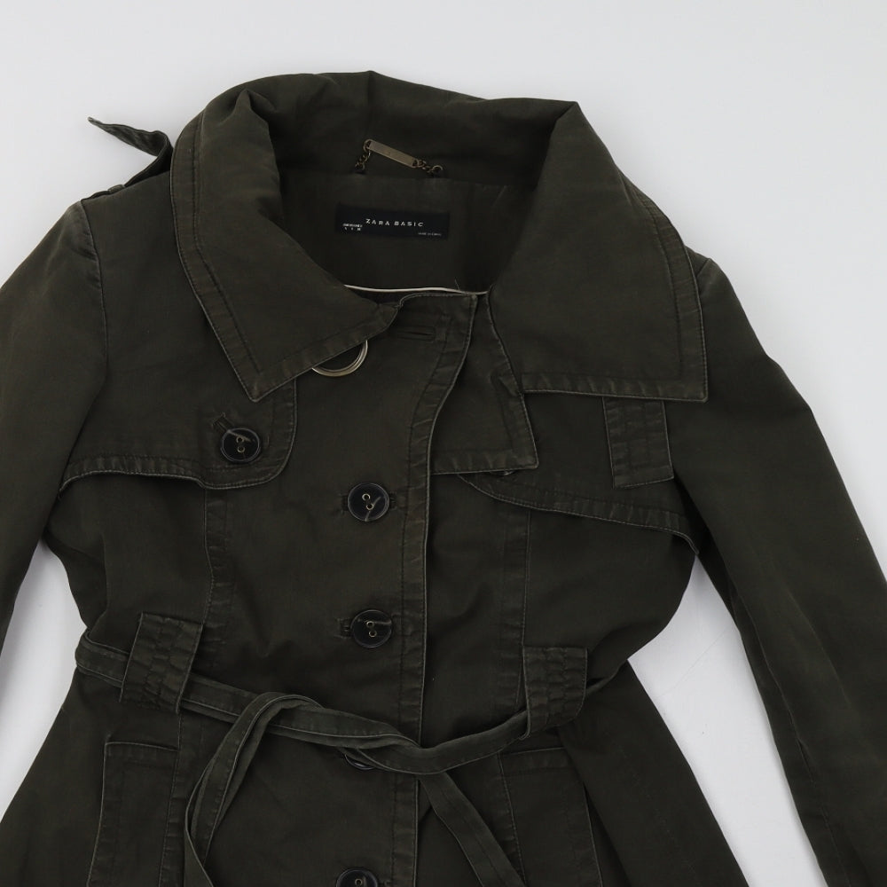 Zara Womens Green   Trench Coat Coat Size L