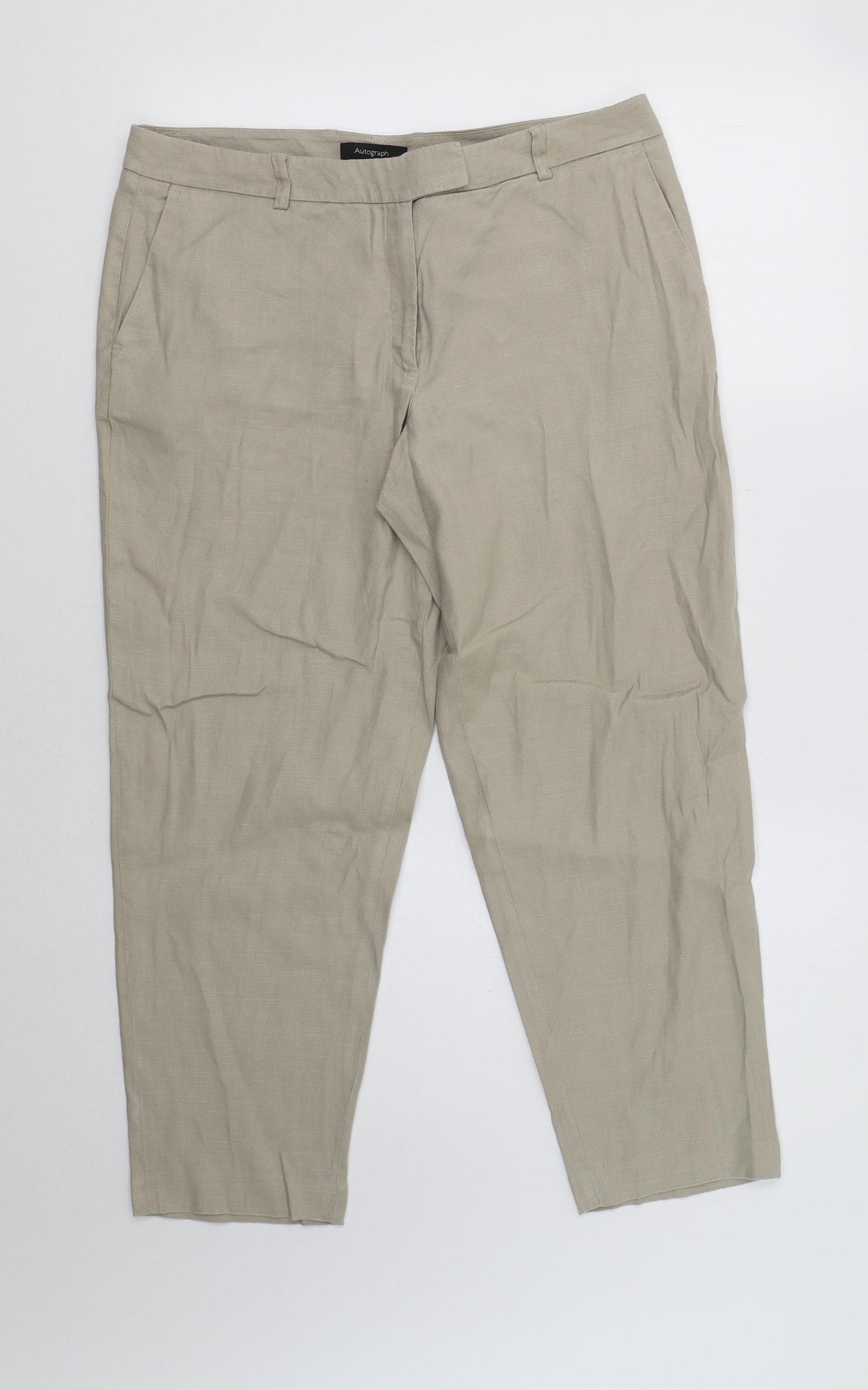 M&S Womens Beige   Cropped Trousers Size 12 L26 in