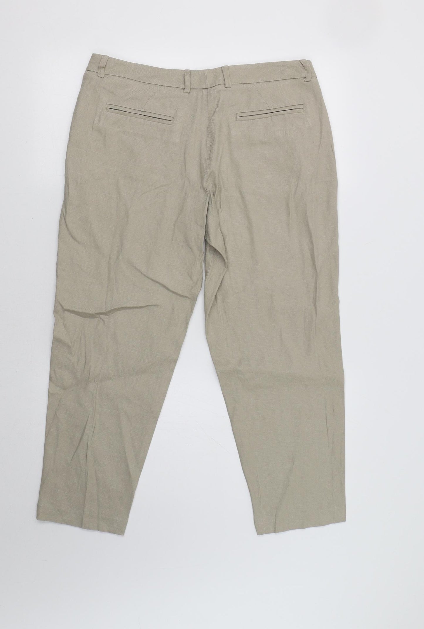 M&S Womens Beige   Cropped Trousers Size 12 L26 in