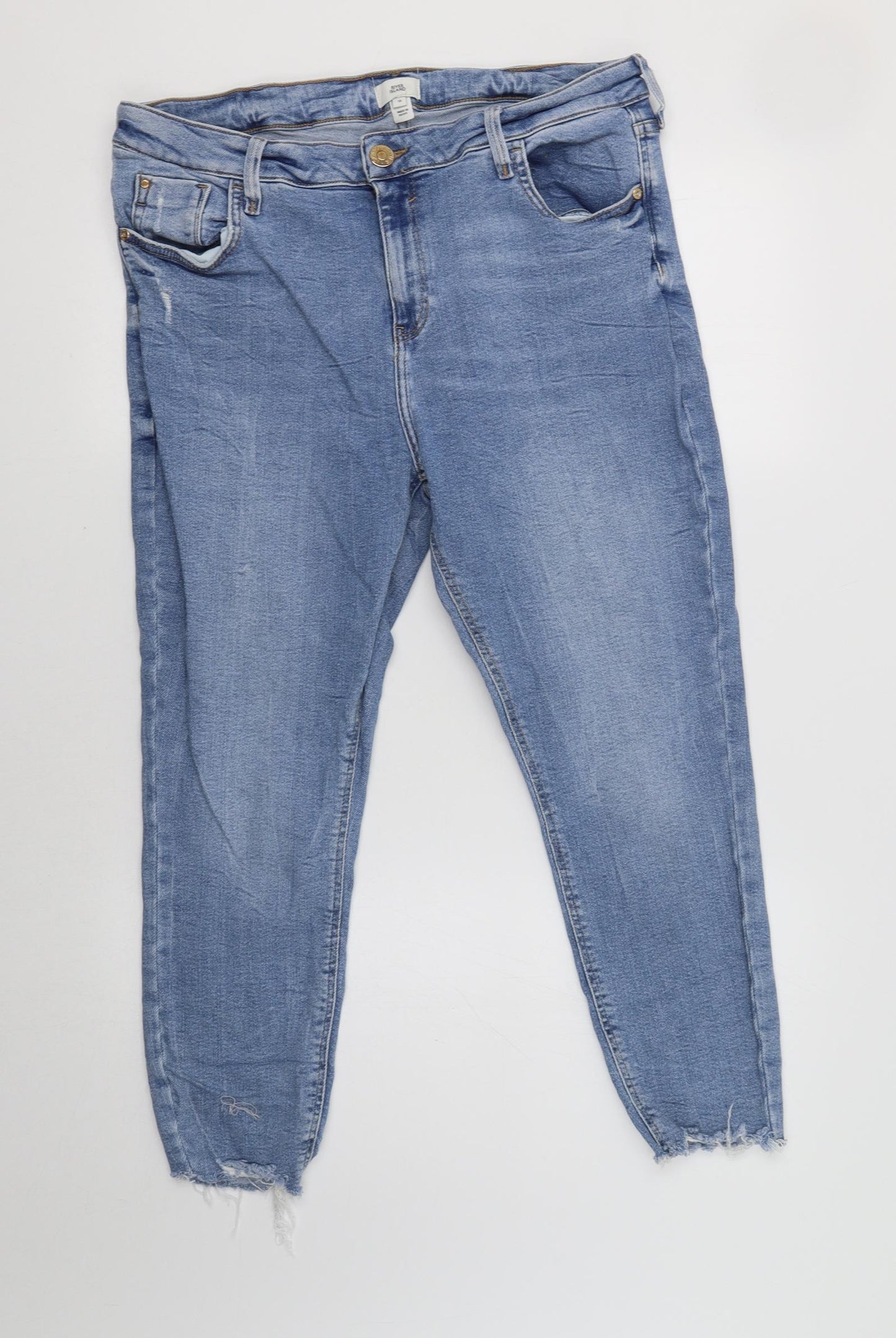 River Island Womens Blue   Cropped Jeans Size 18 L24 in