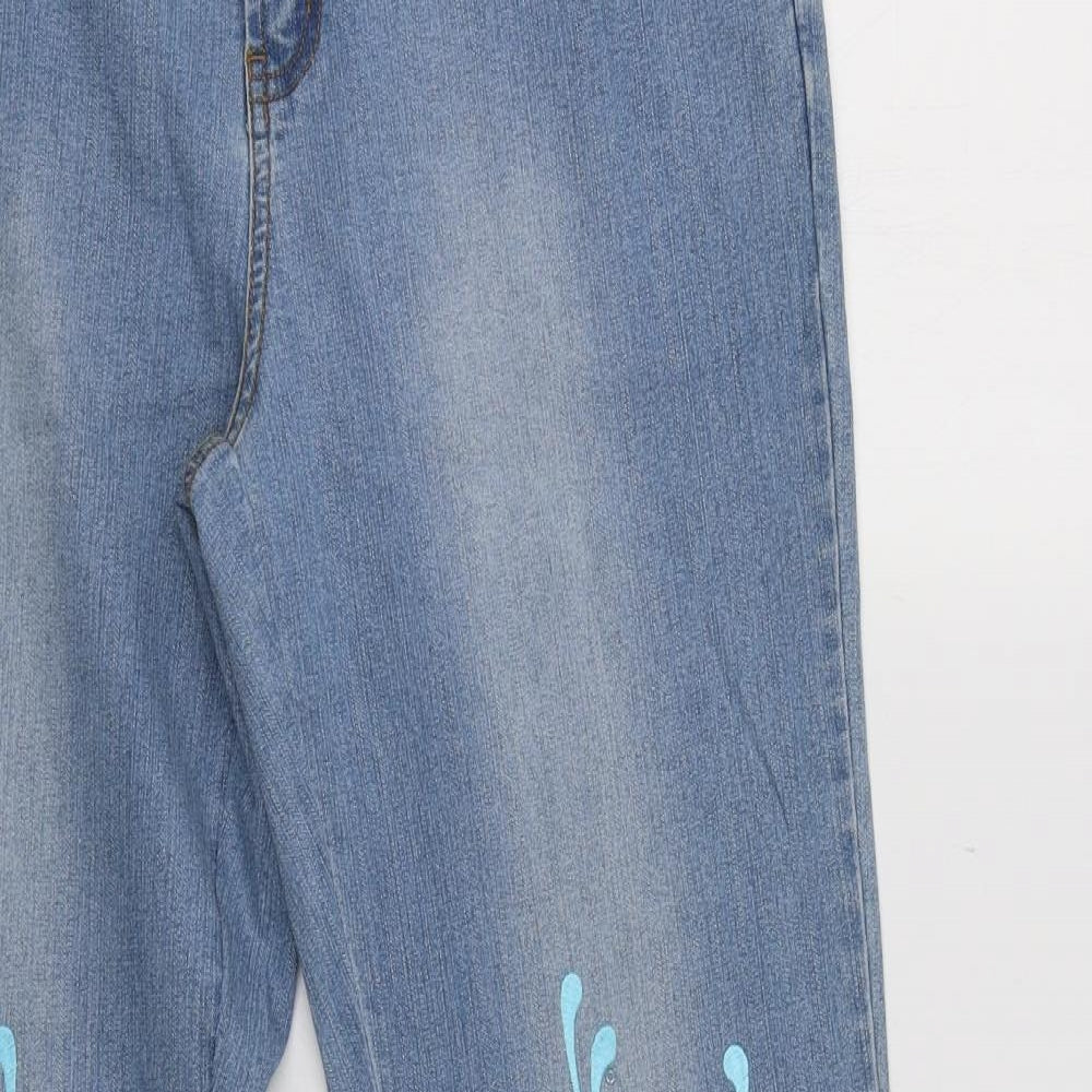 Kit Kit Womens Blue Floral  Bootcut Jeans Size 14 L29 in - Butterflies