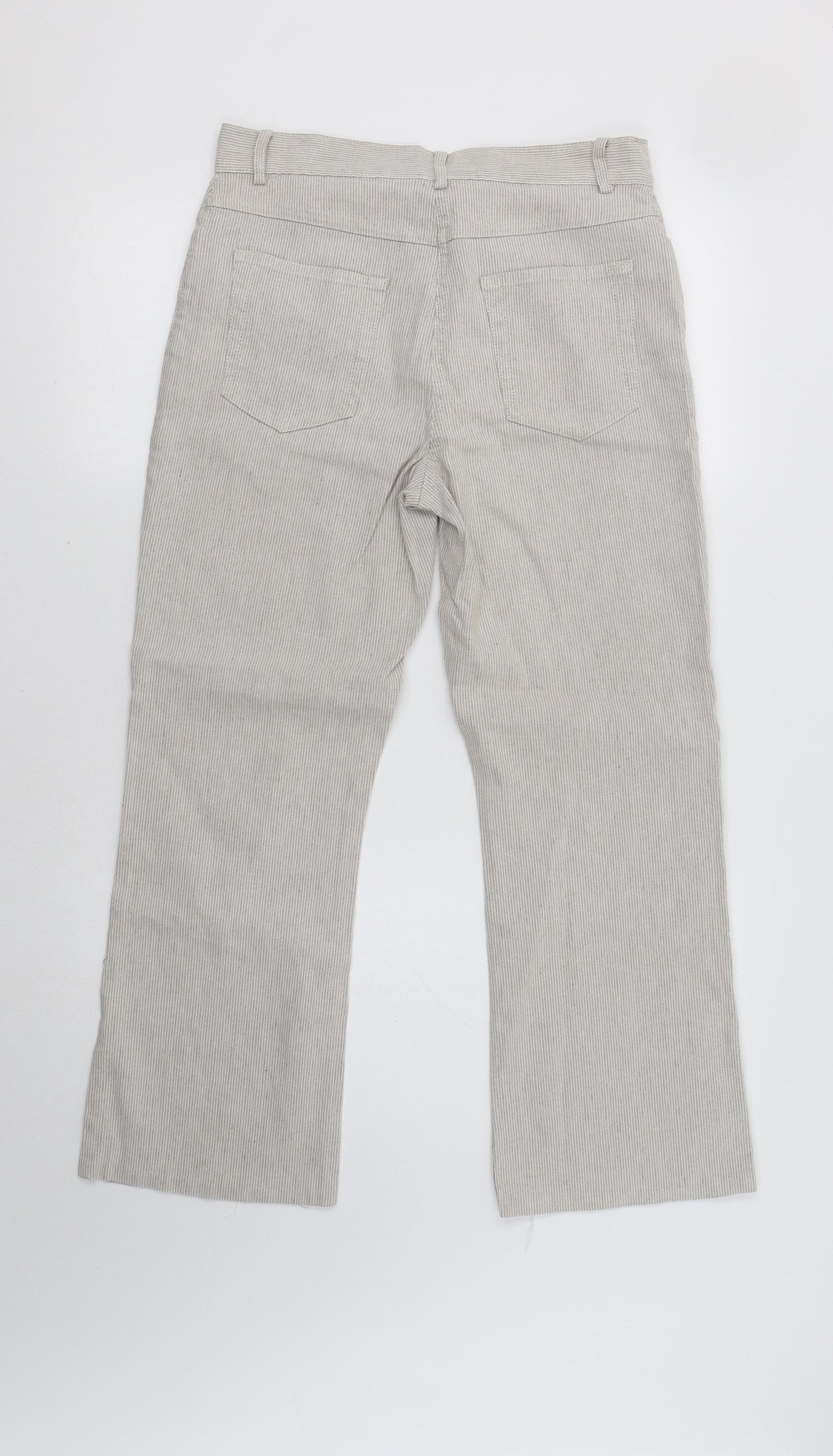 M&S Womens Beige Striped  Trousers  Size 10 L28 in