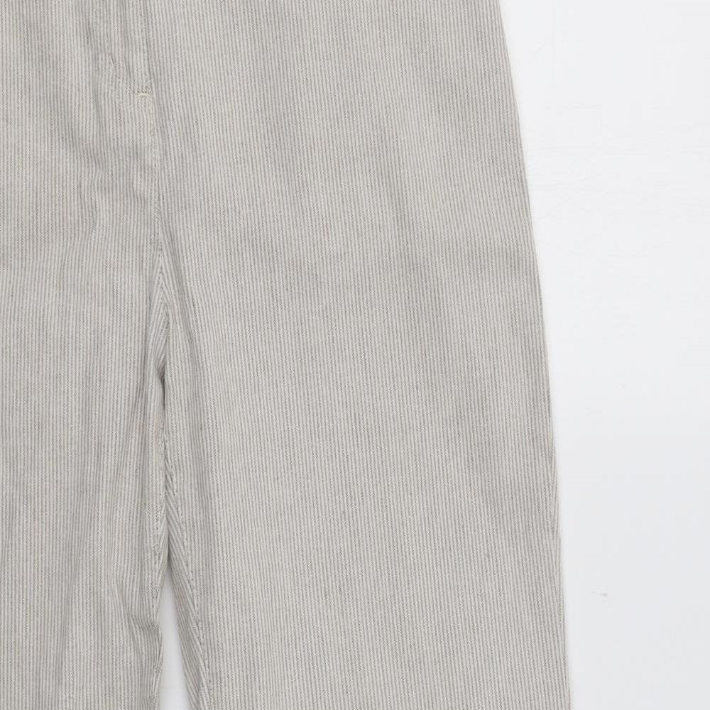M&S Womens Beige Striped  Trousers  Size 10 L28 in