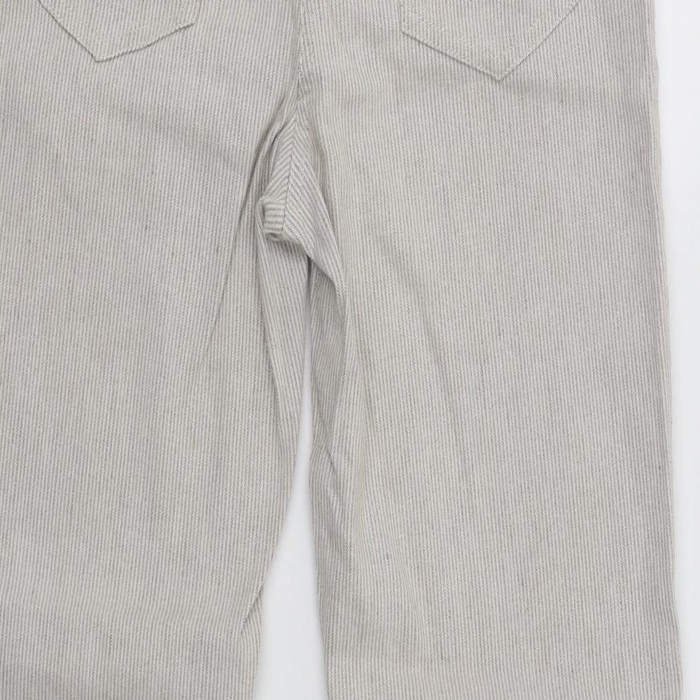 M&S Womens Beige Striped  Trousers  Size 10 L28 in