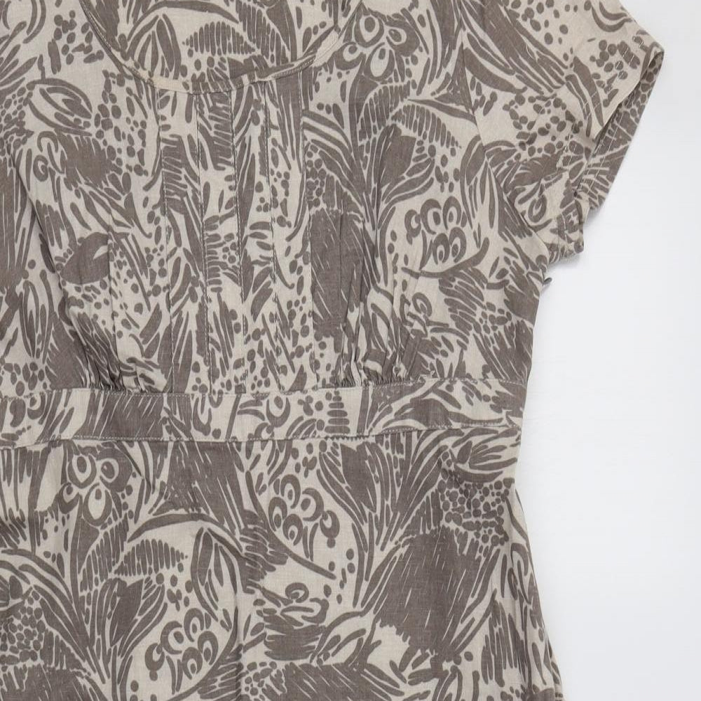 Debenhams Womens Beige Floral  A-Line  Size 16