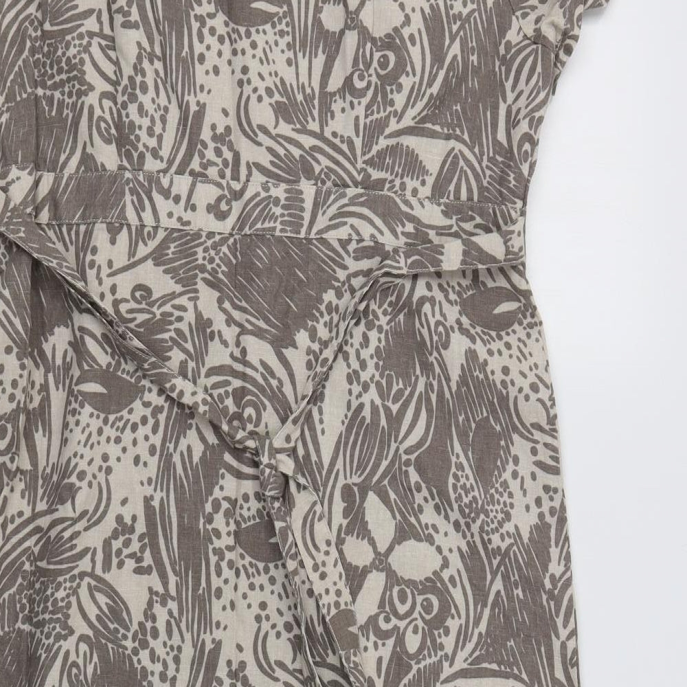 Debenhams Womens Beige Floral  A-Line  Size 16