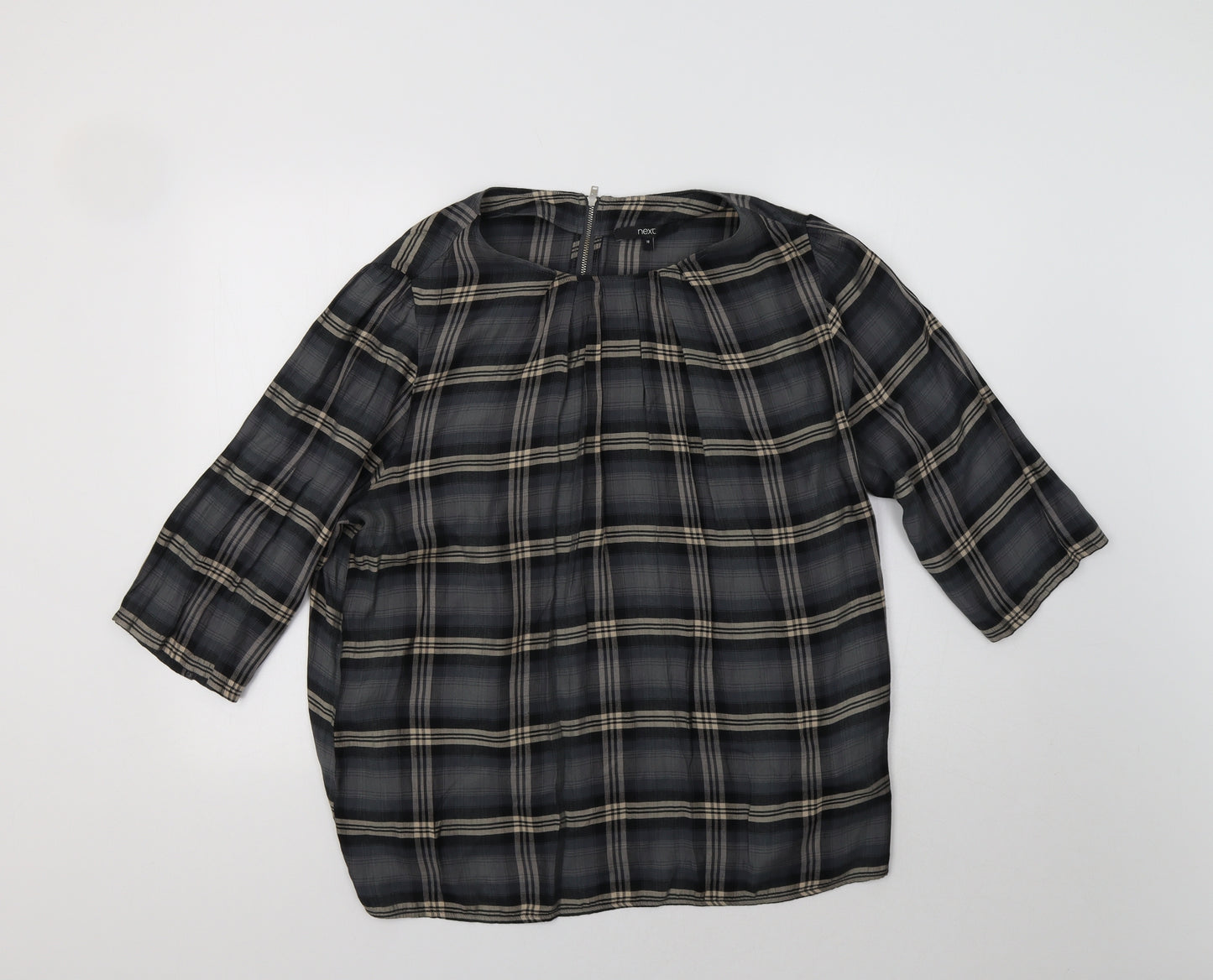 NEXT Womens Grey Check  Basic Blouse Size 18