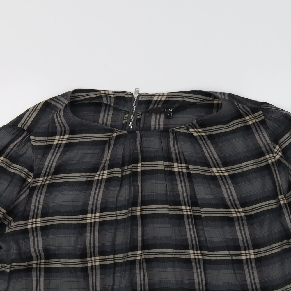 NEXT Womens Grey Check  Basic Blouse Size 18
