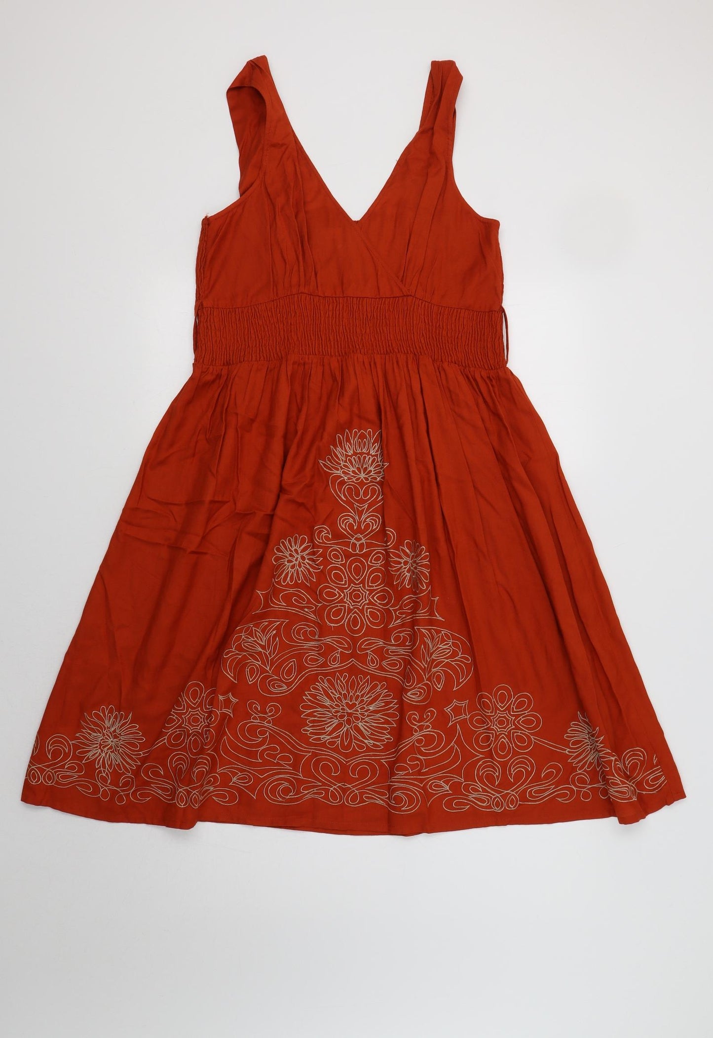 Monsoon Womens Orange Floral  Fit & Flare  Size 16