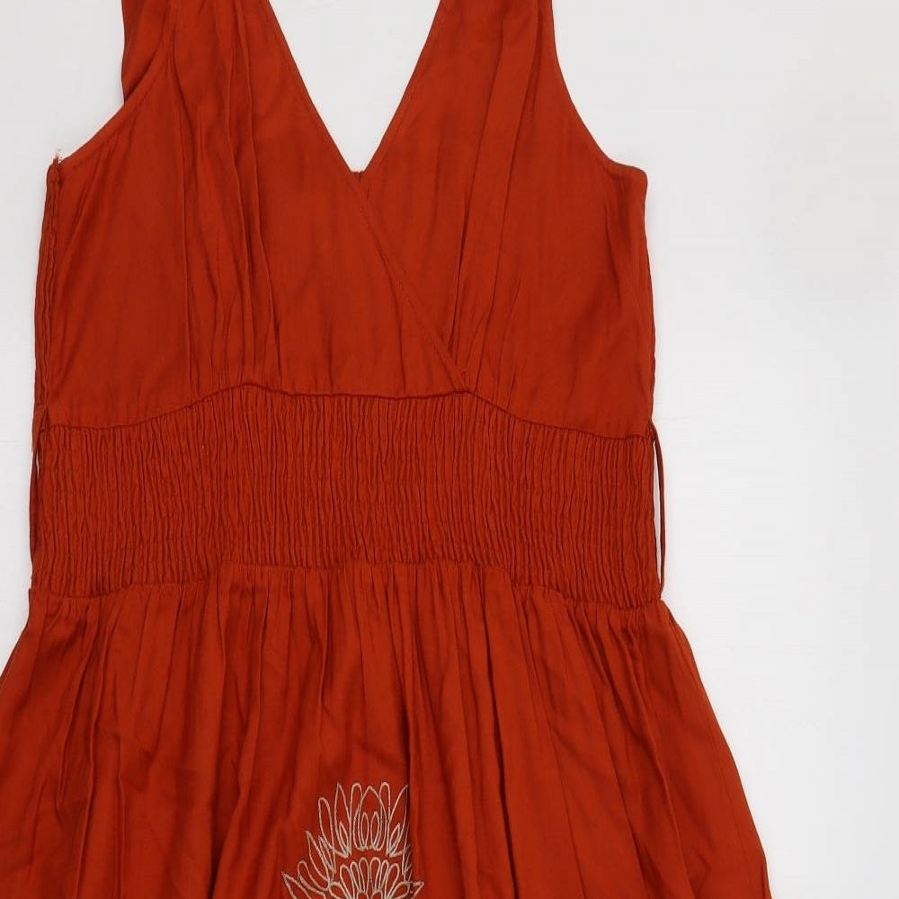 Monsoon Womens Orange Floral  Fit & Flare  Size 16
