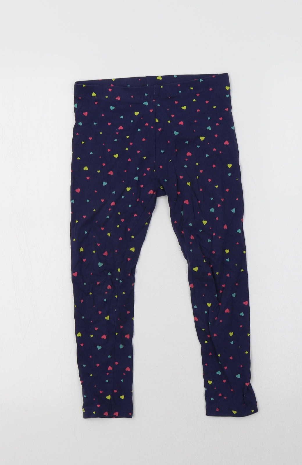 Mothercare Girls Blue   Jegging Trousers Size 5-6 Years - Heart Print