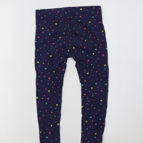 Mothercare Girls Blue   Jegging Trousers Size 5-6 Years - Heart Print