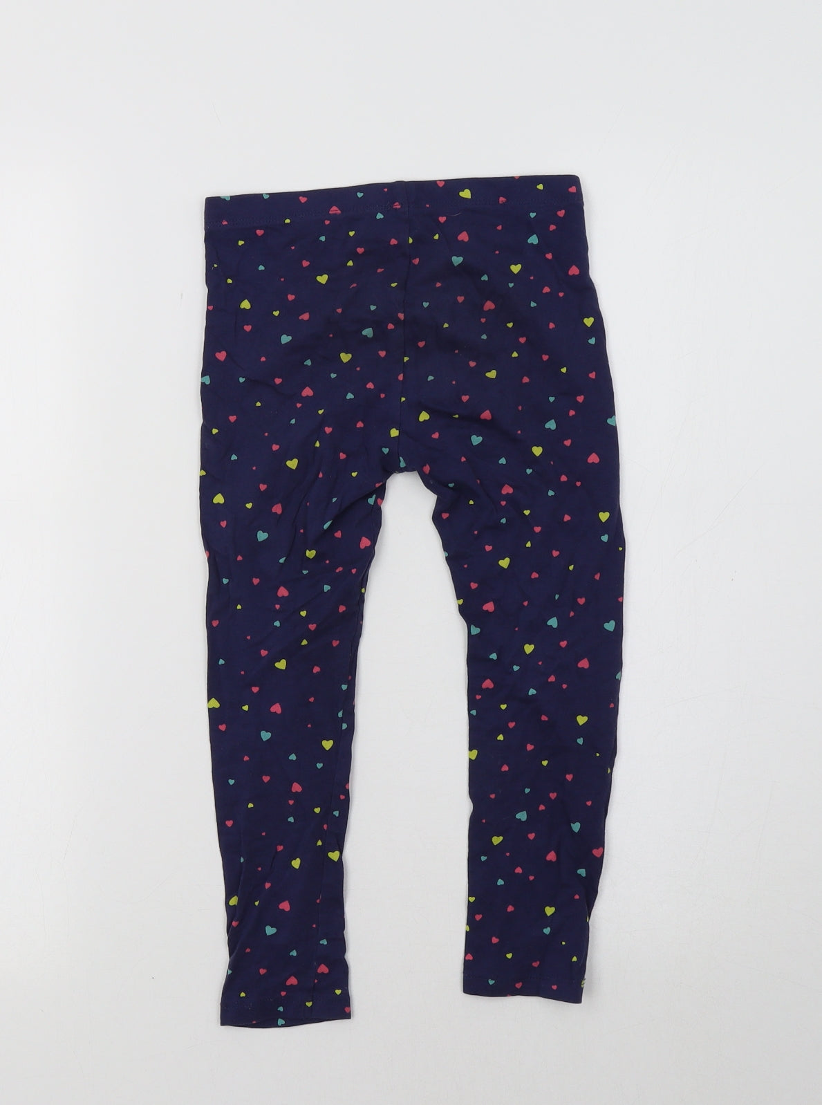 Mothercare Girls Blue   Jegging Trousers Size 5-6 Years - Heart Print