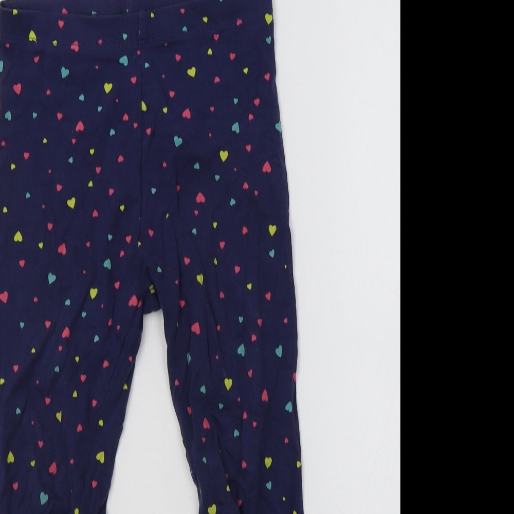 Mothercare Girls Blue   Jegging Trousers Size 5-6 Years - Heart Print