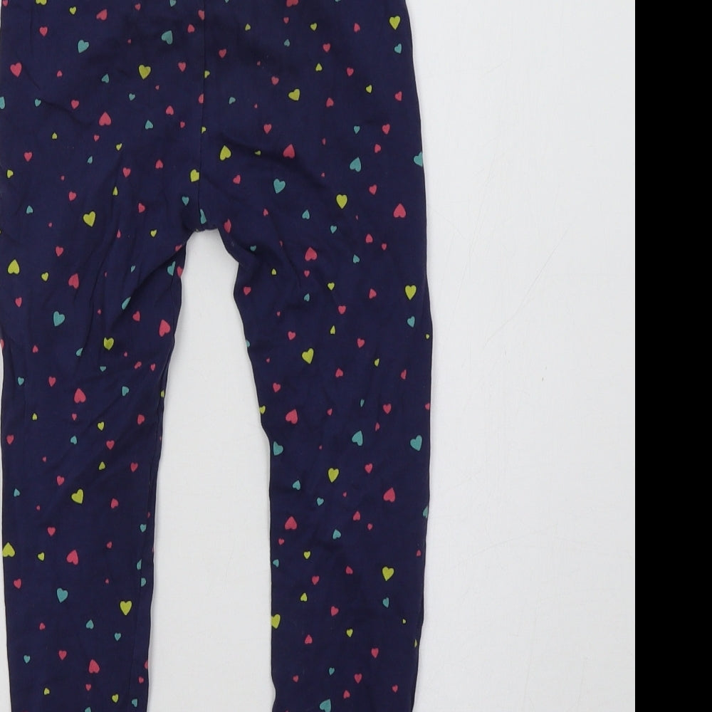 Mothercare Girls Blue   Jegging Trousers Size 5-6 Years - Heart Print