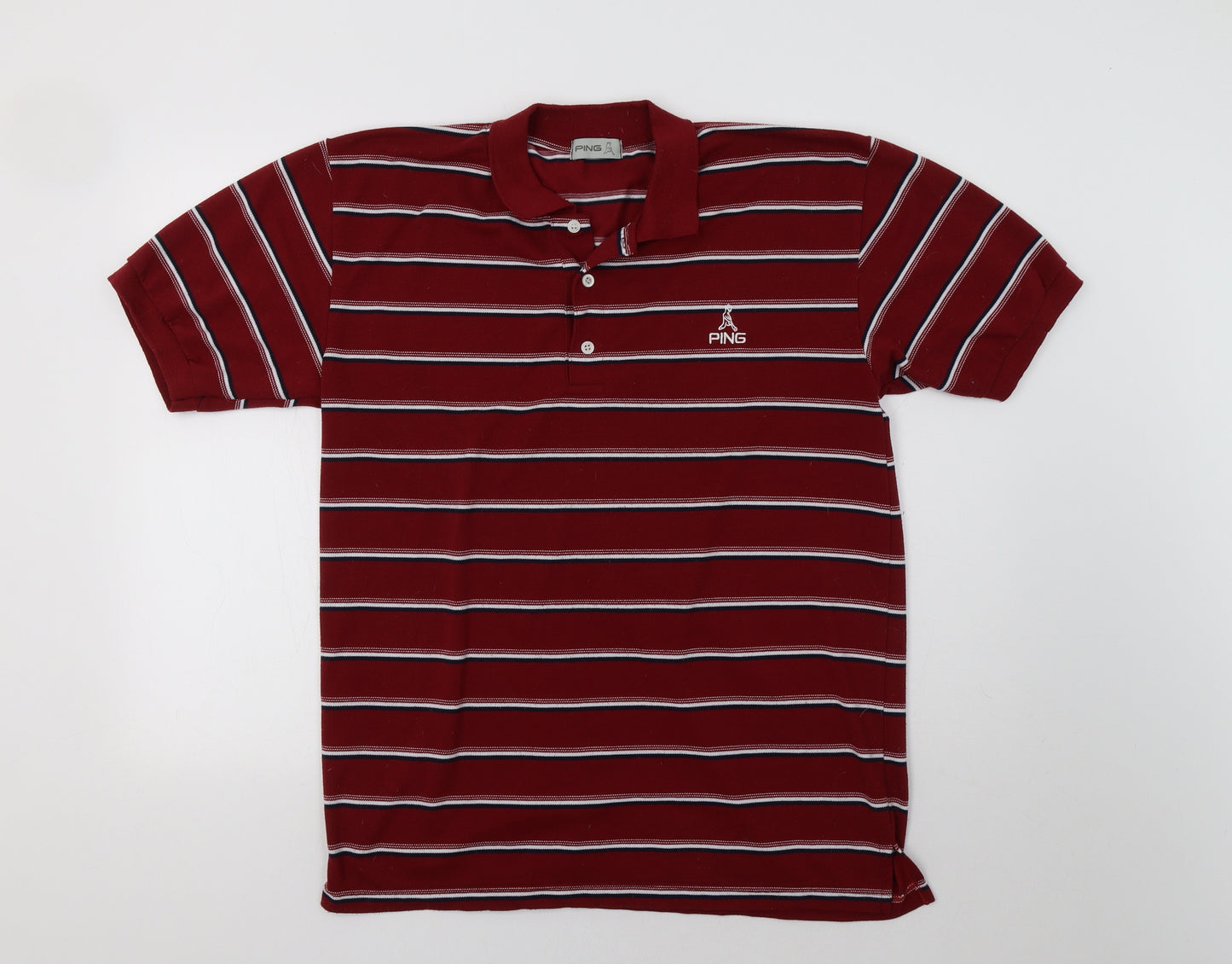 Ping Mens Red Striped   Polo Size L