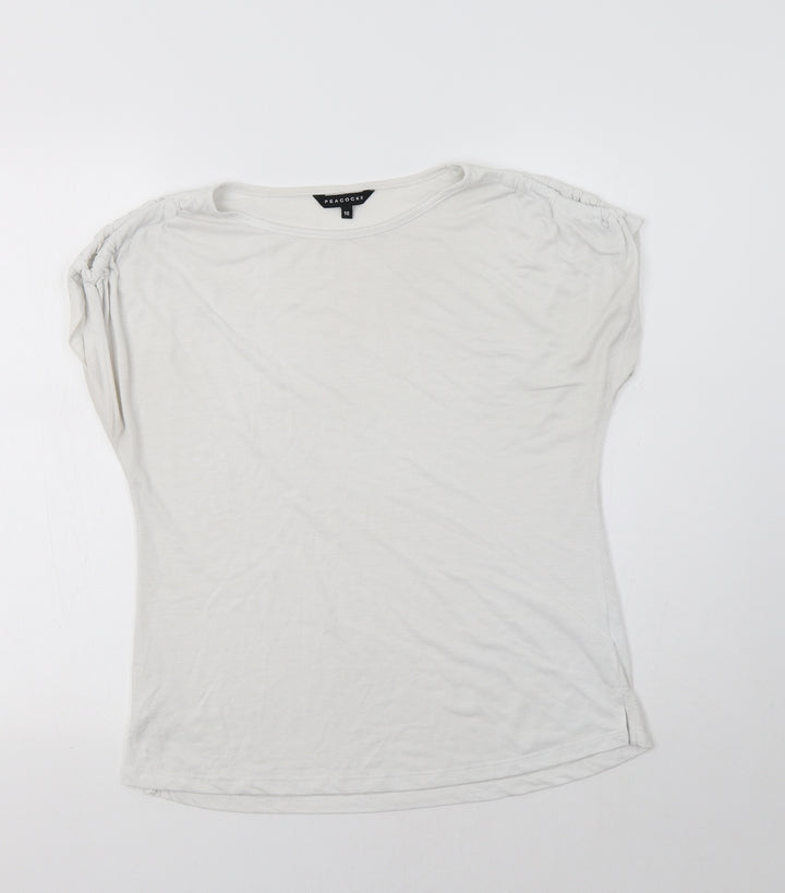 Peacocs Womens White Basic T-Shirt Size 10