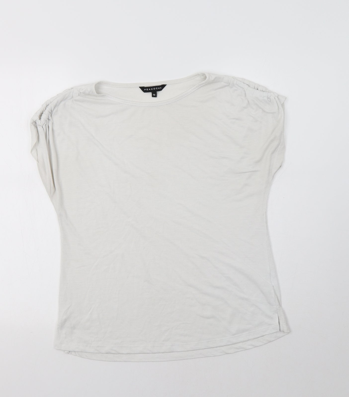 Peacocs Womens White   Basic T-Shirt Size 10