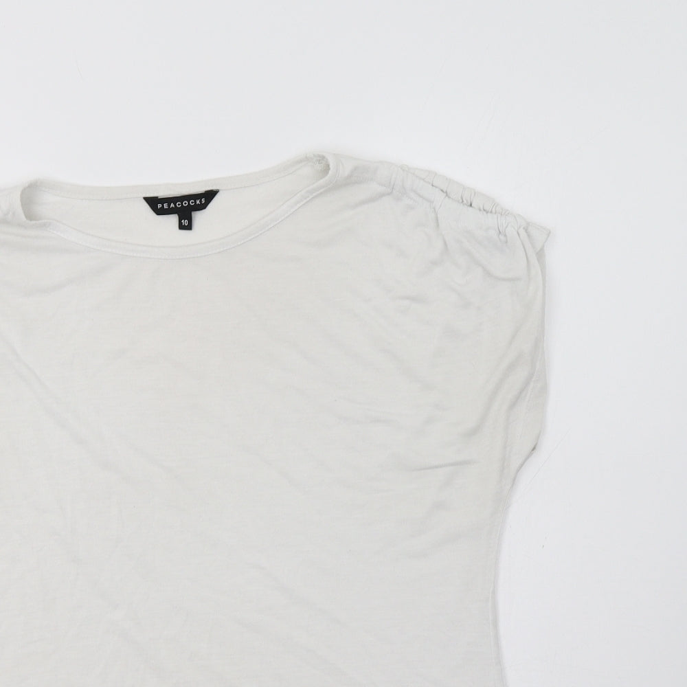 Peacocs Womens White   Basic T-Shirt Size 10
