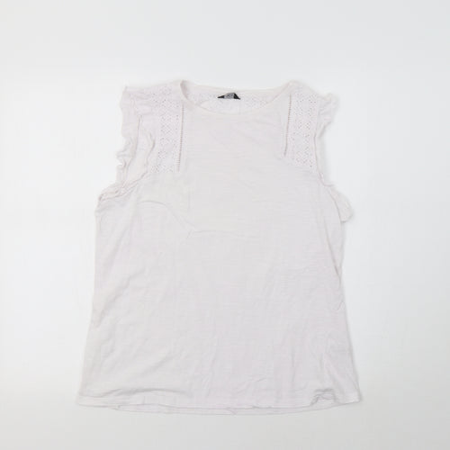 M&Co Womens White   Basic T-Shirt Size 10