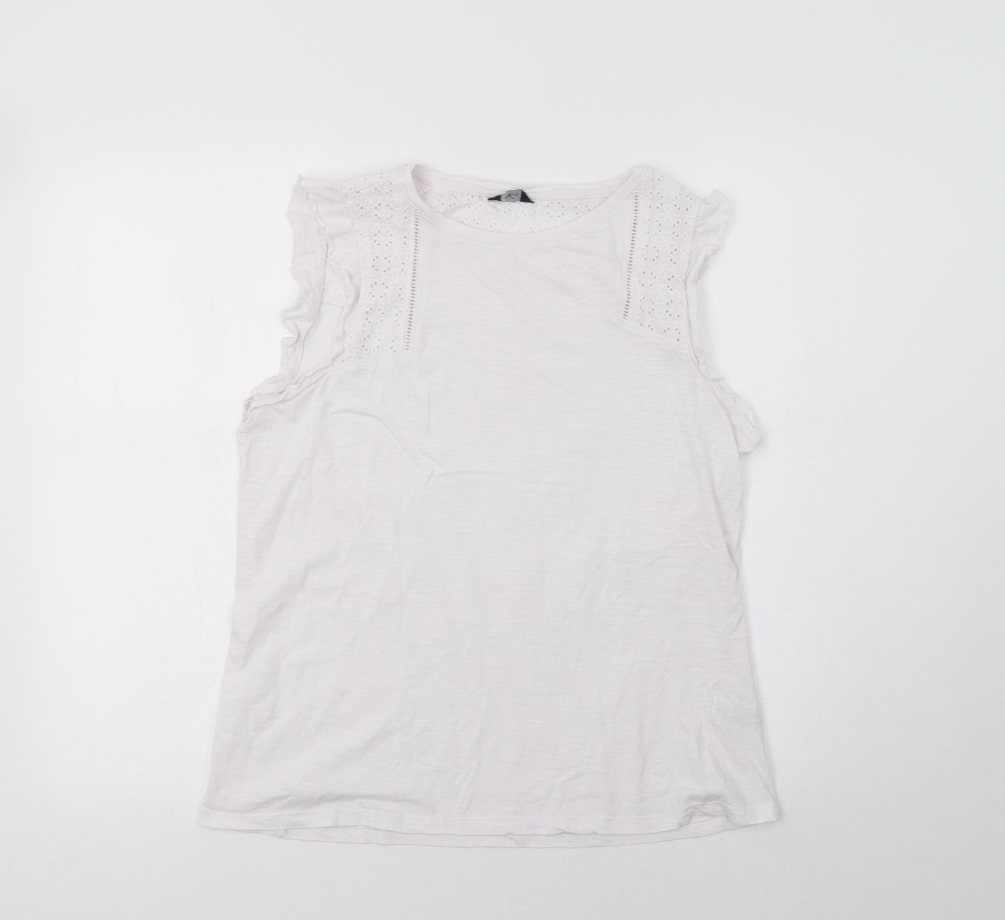 M&Co Womens White   Basic T-Shirt Size 10