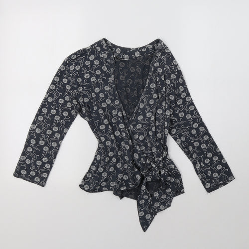 Select Womens Grey Floral  Basic Blouse Size 10