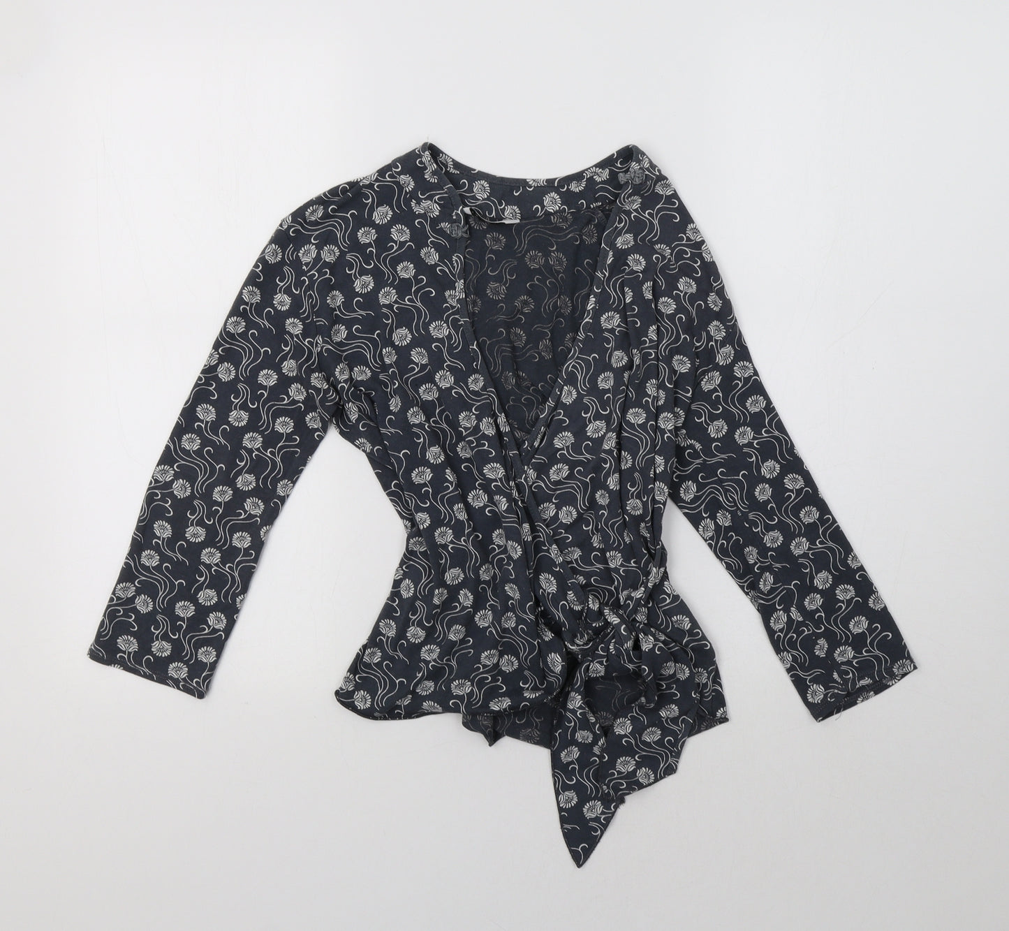 Select Womens Grey Floral  Basic Blouse Size 10