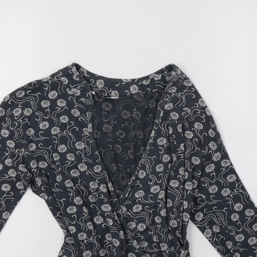 Select Womens Grey Floral  Basic Blouse Size 10