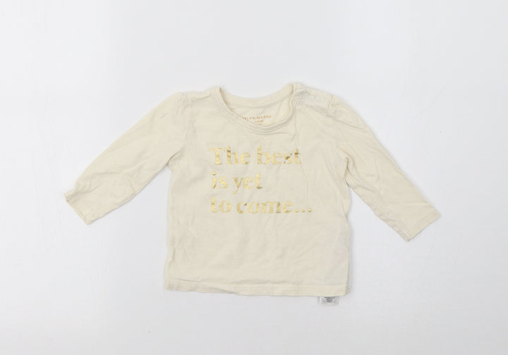 Primark Baby Ivory   Basic T-Shirt Size 6-9 Months