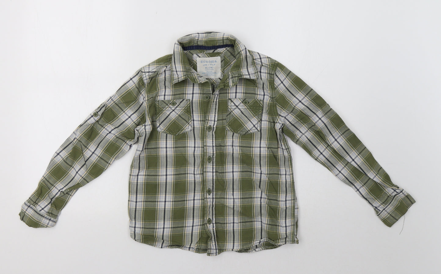 Sonoma Boys Green Check  Basic Button-Up Size 7-8 Years
