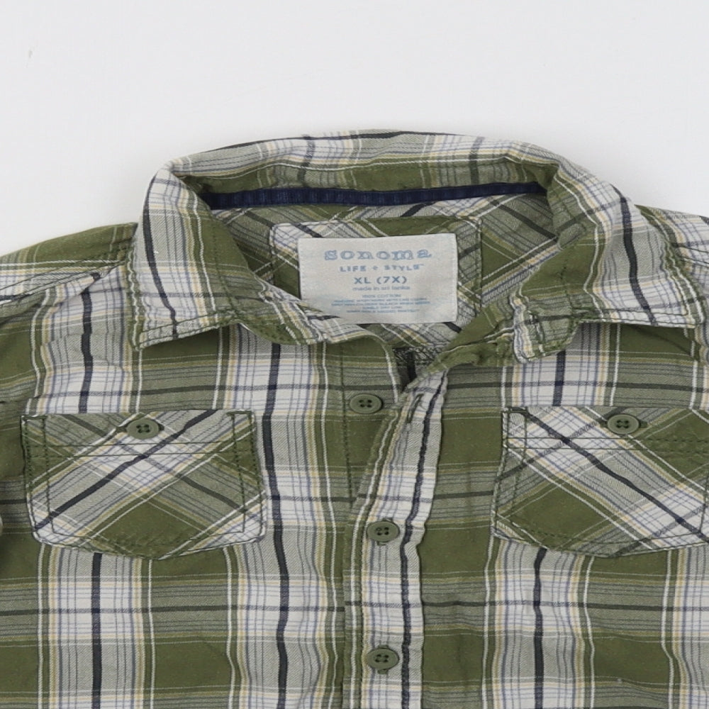 Sonoma Boys Green Check  Basic Button-Up Size 7-8 Years