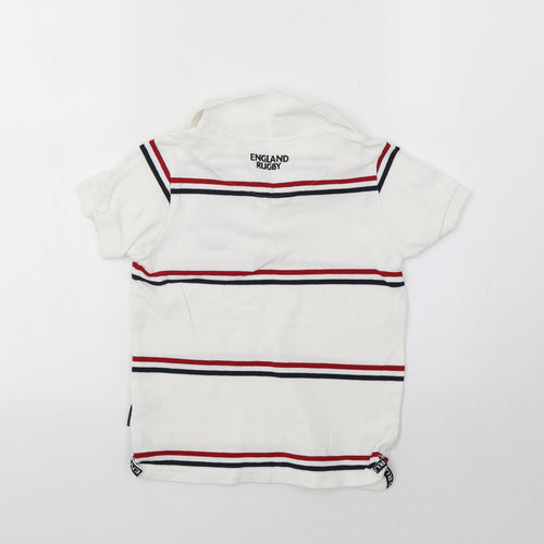 TU Boys White Striped  Basic Polo Size 6 Years  - England Rugby