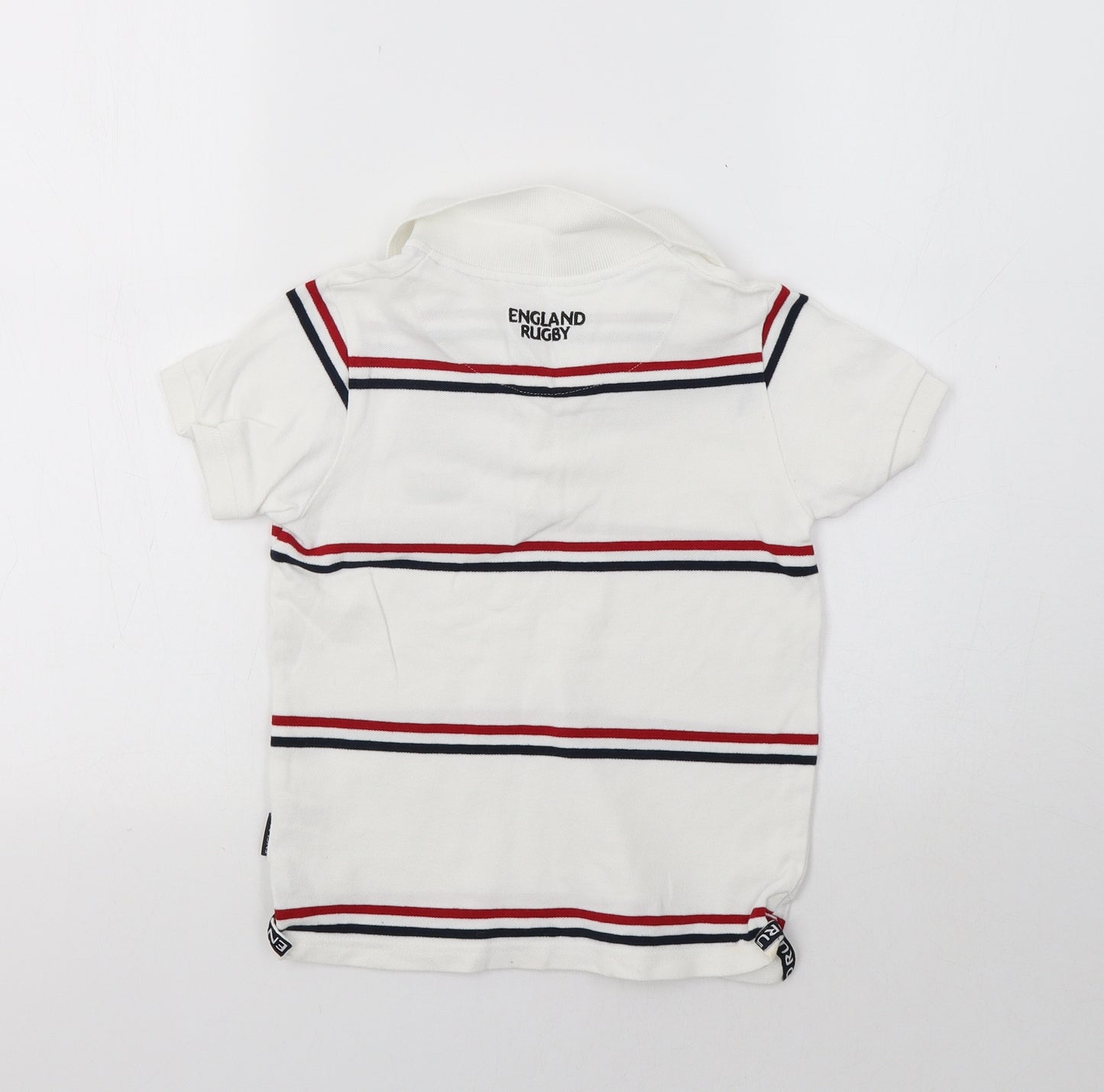 TU Boys White Striped  Basic Polo Size 6 Years  - England Rugby