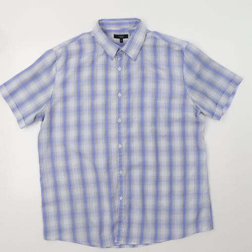 Thomas Na Mens Blue Check   Button-Up Size XL