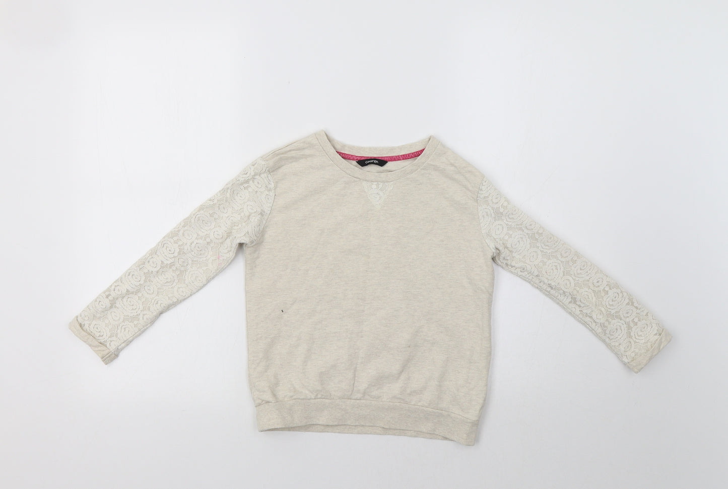 George Girls Beige   Pullover Sweatshirt Size 6-7 Years  - Lace Detail
