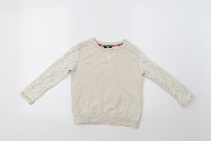 George Girls Beige   Pullover Sweatshirt Size 6-7 Years  - Lace Detail