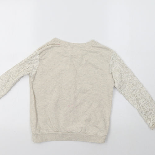 George Girls Beige   Pullover Sweatshirt Size 6-7 Years  - Lace Detail