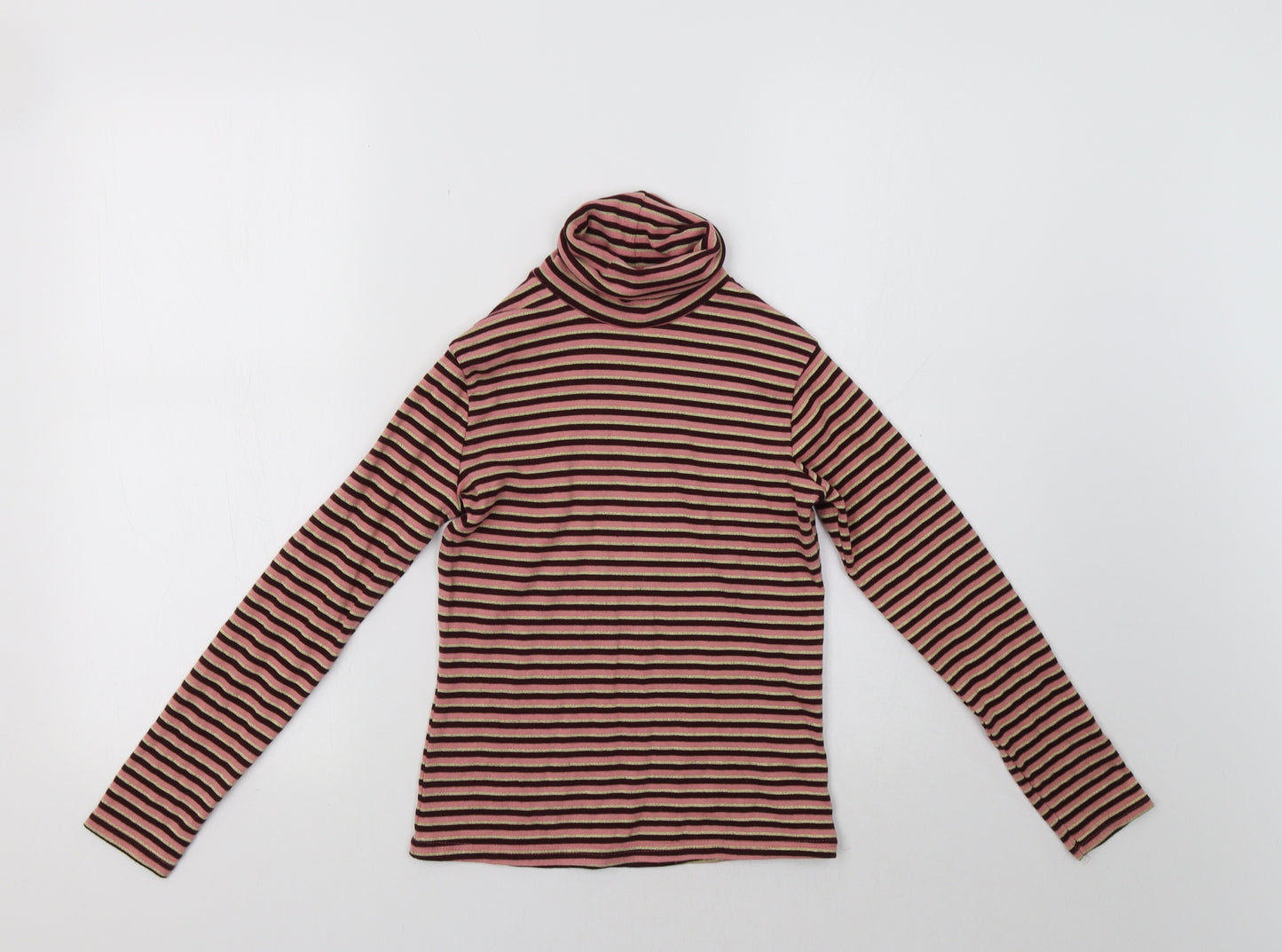 George Girls Pink Striped  Basic Polo Size 10-11 Years
