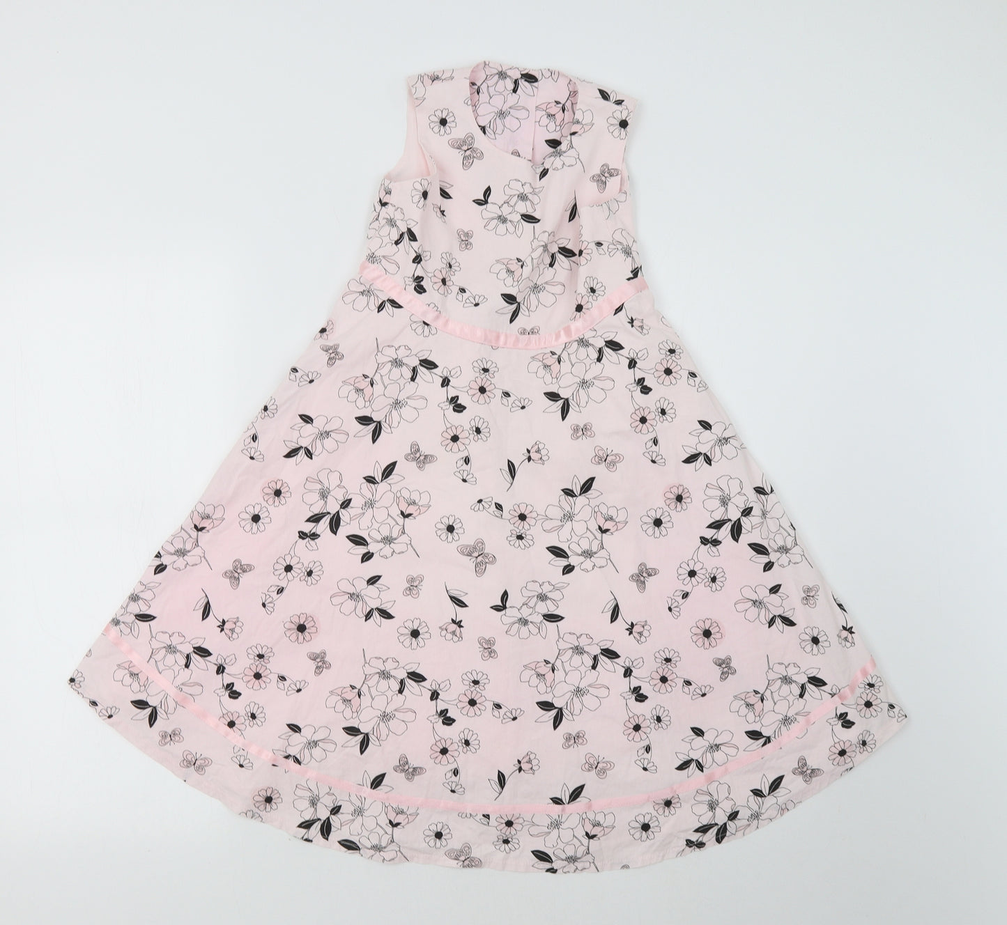 M&S Girls Pink Floral  Fit & Flare  Size 6 Years