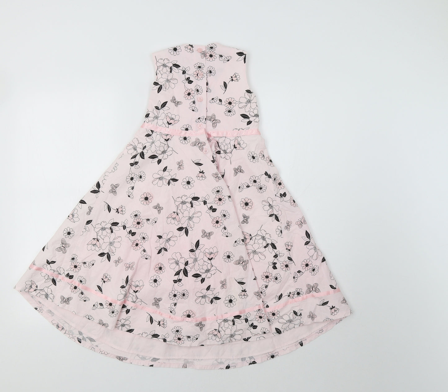 M&S Girls Pink Floral  Fit & Flare  Size 6 Years
