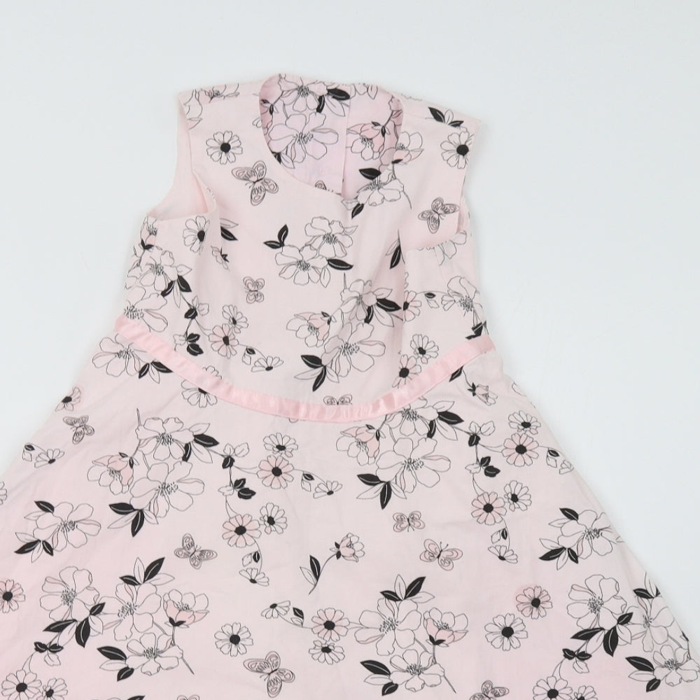 M&S Girls Pink Floral  Fit & Flare  Size 6 Years