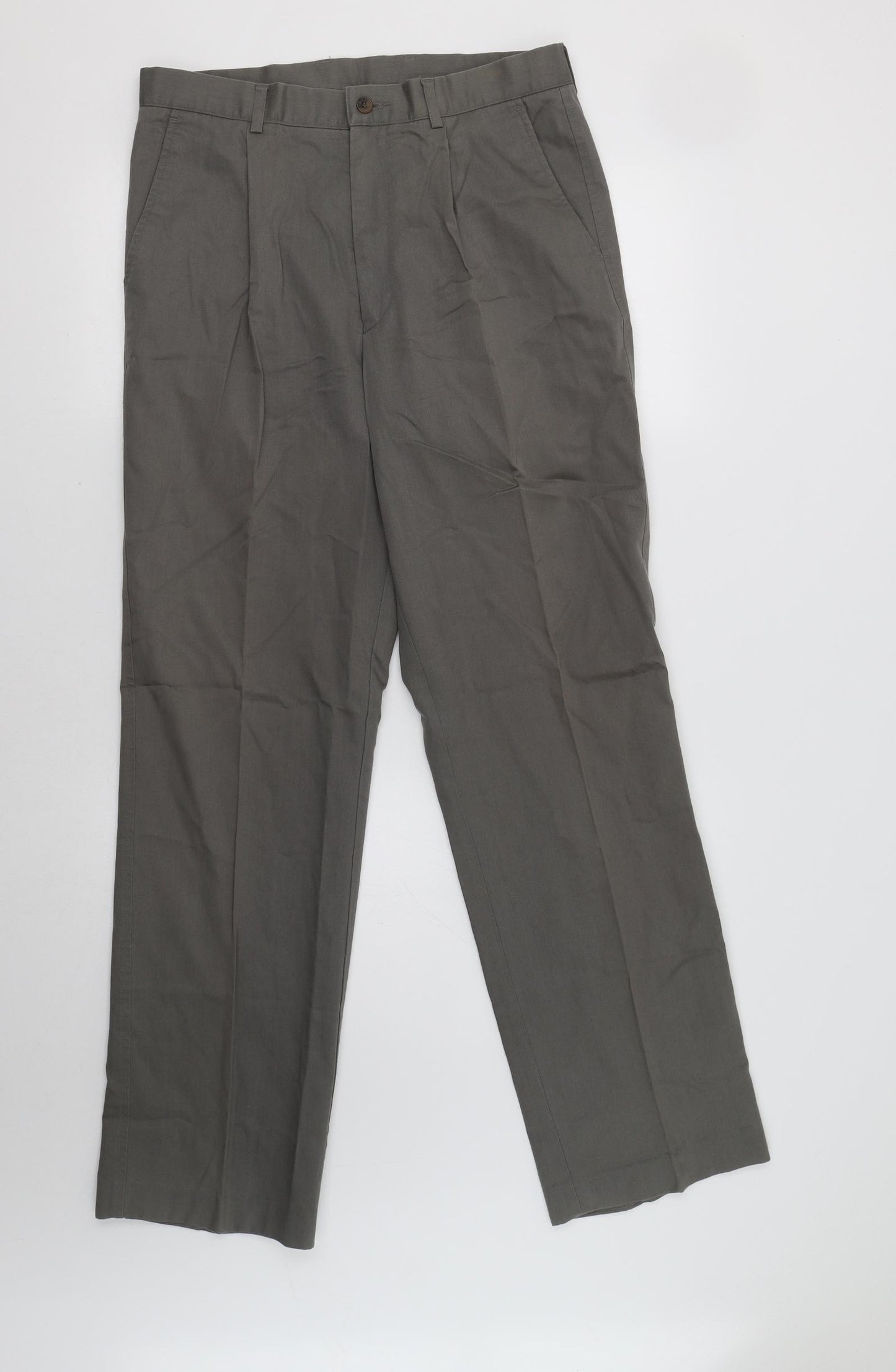 M&S Mens Green   Chino Trousers Size 32 L33 in